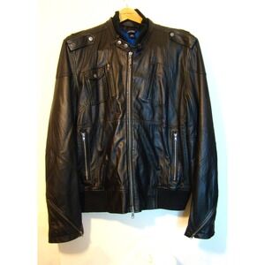 Artful Dodger Black Leather Bomber Jacket Big & Tall Size 4XL    AC